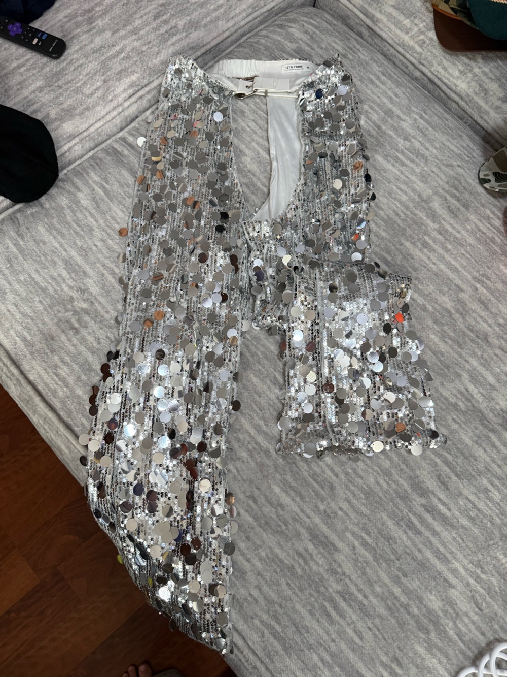 12th Tribe Silver Sequin Chaps